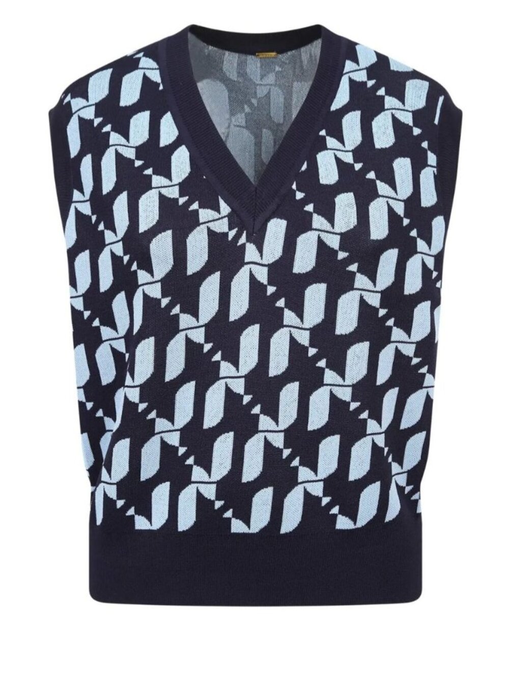Dodo Bar Or Geometric V Neck Sweater Vest Blue Size US S/ IT 42